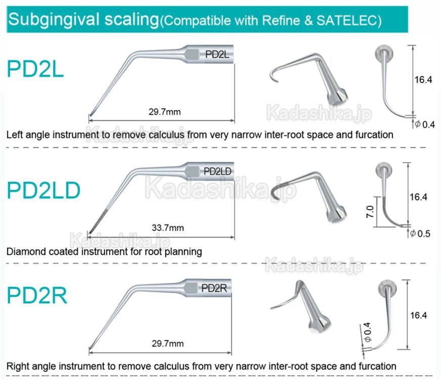 10本 Refine® 超音波スケーラーチップ ペリオ用チップ(EMS Woodpeakerと互換性あり)