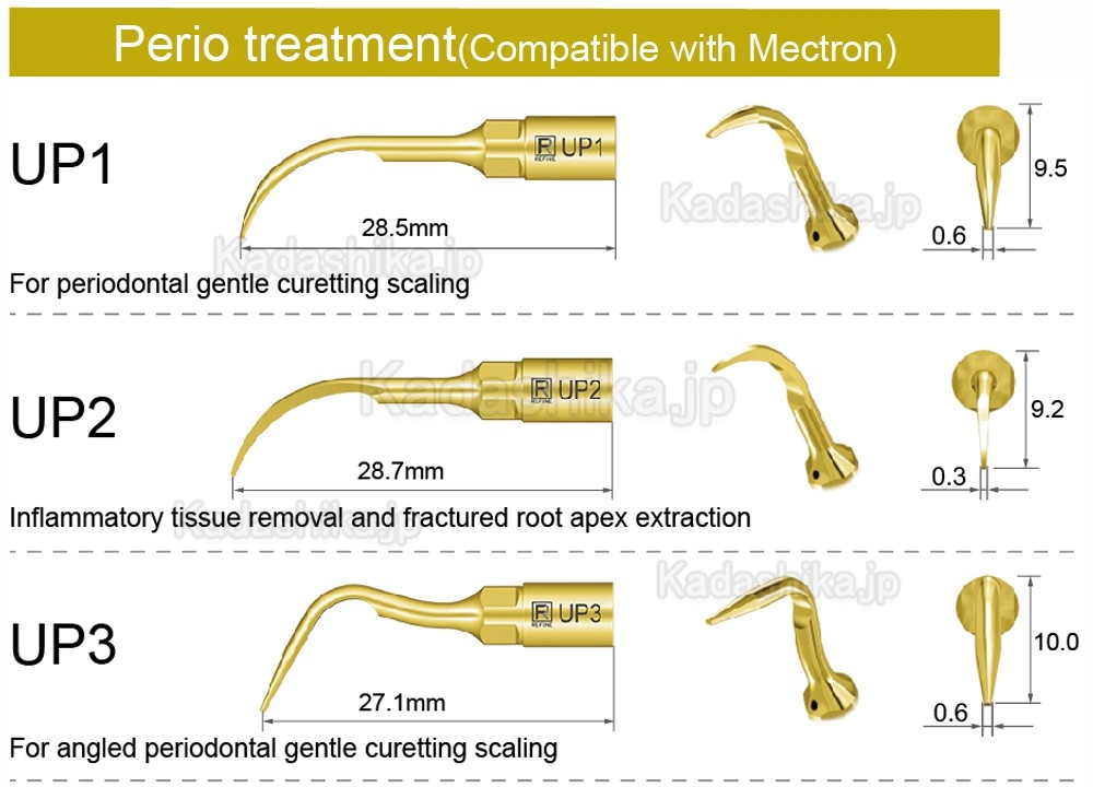 歯科用ピエゾサージェリー手術チップ UP1 UP2 UP3 UP4 UP5 UP6 UP7/8 (Mectron Woodpecker Silfradentと互換性あり)